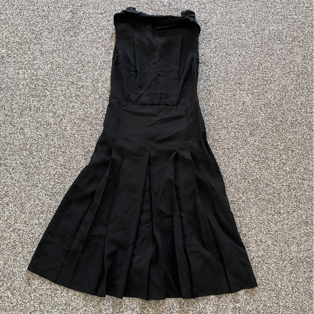 Prada Italy Black Back Bow Neck Pleated Skirt Dress 40 (Fits like a XXS)